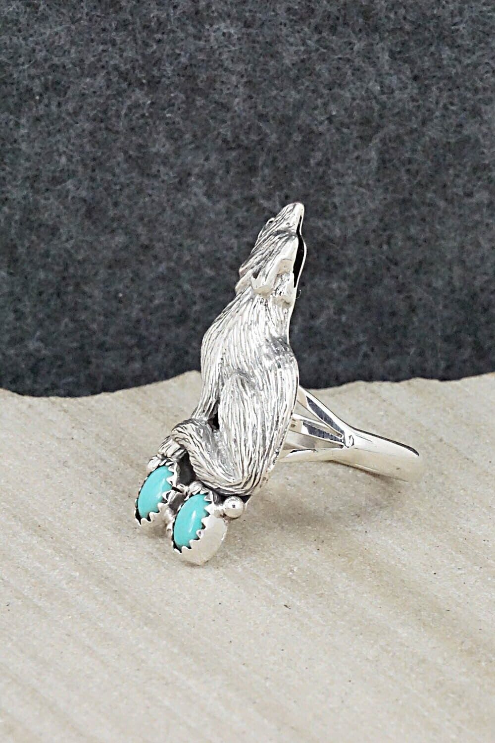 Turquoise & Sterling Silver Ring - William Begay - Size 8.75