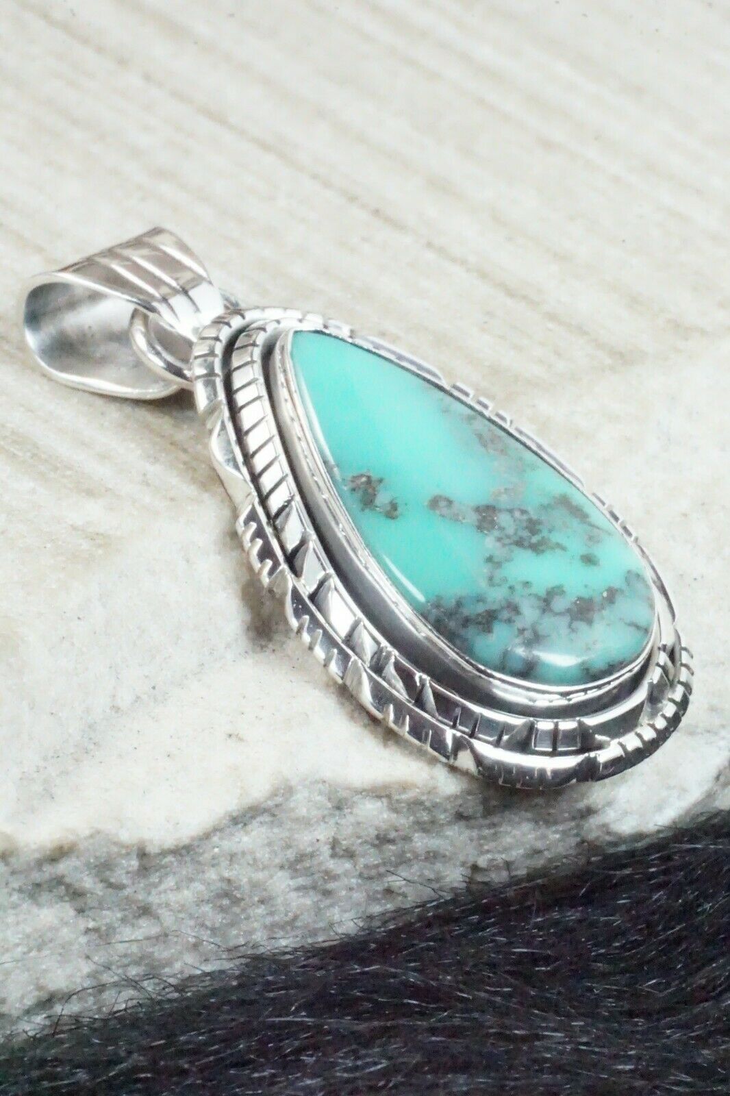 Turquoise & Sterling Silver Pendant - Samuel Yellowhair