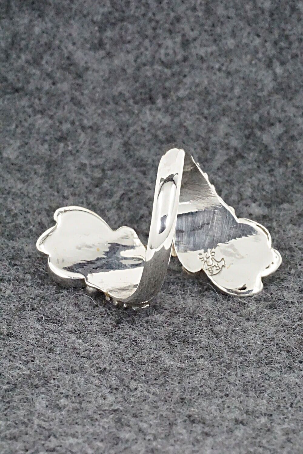 Coral and Sterling Silver Ring - Etta Belin - Size 7
