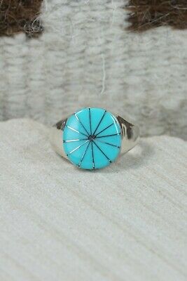 Zuni Turquoise & Sterling Silver Ring - Johnson Laweka - Size 10