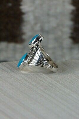 Navajo Turquoise and Sterling Silver Ring - Jeanette Saunders - Size 8.5 - High Lonesome Trading