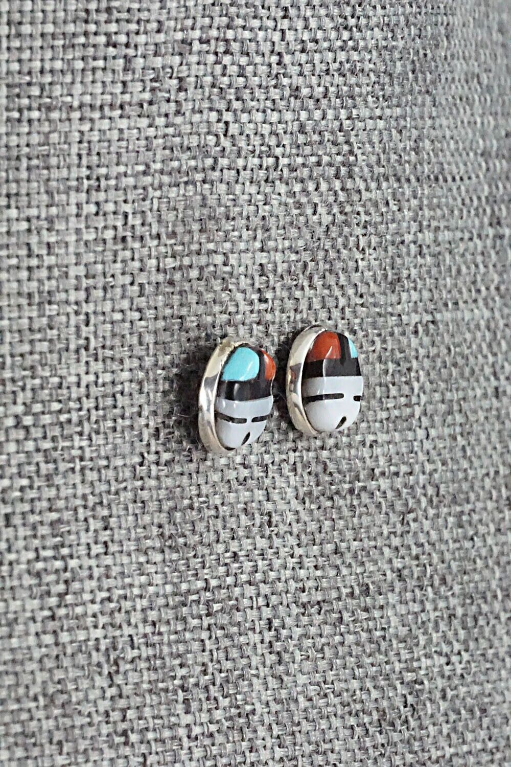 Multi Stone Inlay & Sterling Silver Earrings - Judith Homer