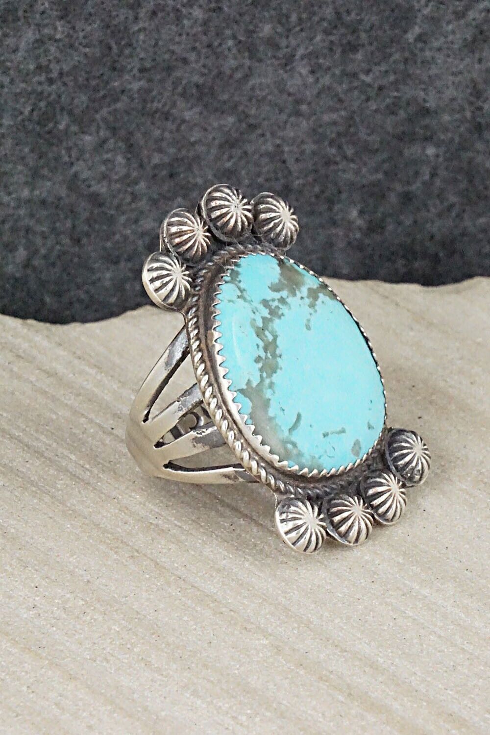 Turquoise and Sterling Silver Ring - Martha Cayatineto - Size 6.75