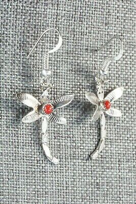 Coral & Sterling Silver Earrings - Lucille Platero