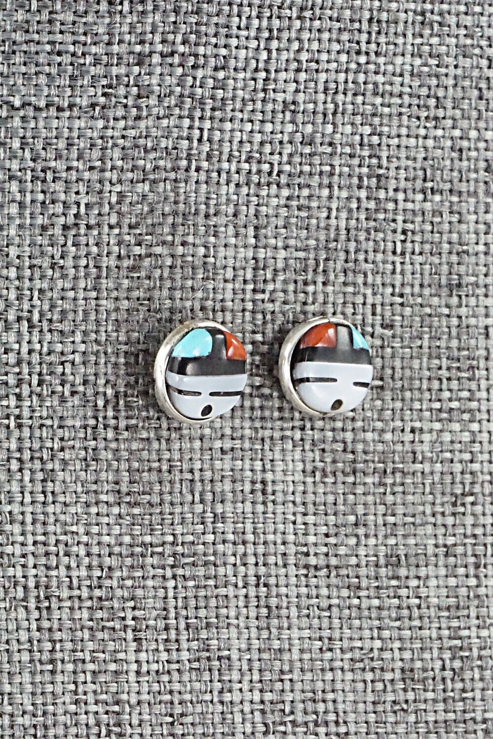 Multi Stone Inlay & Sterling Silver Earrings - Judith Homer