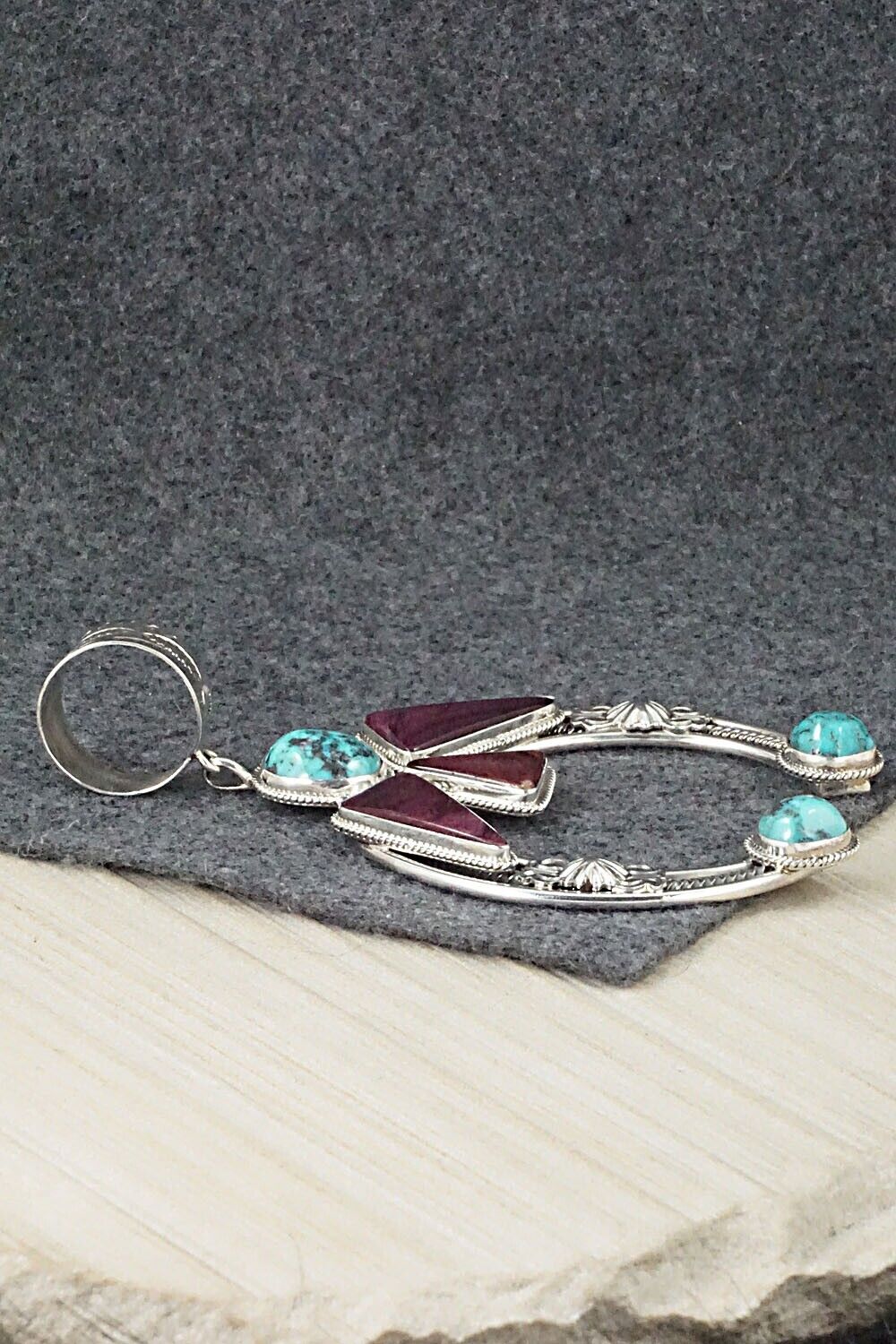 Turquoise, Spiny Oyster and Sterling Silver Pendant - Derrick Gordon