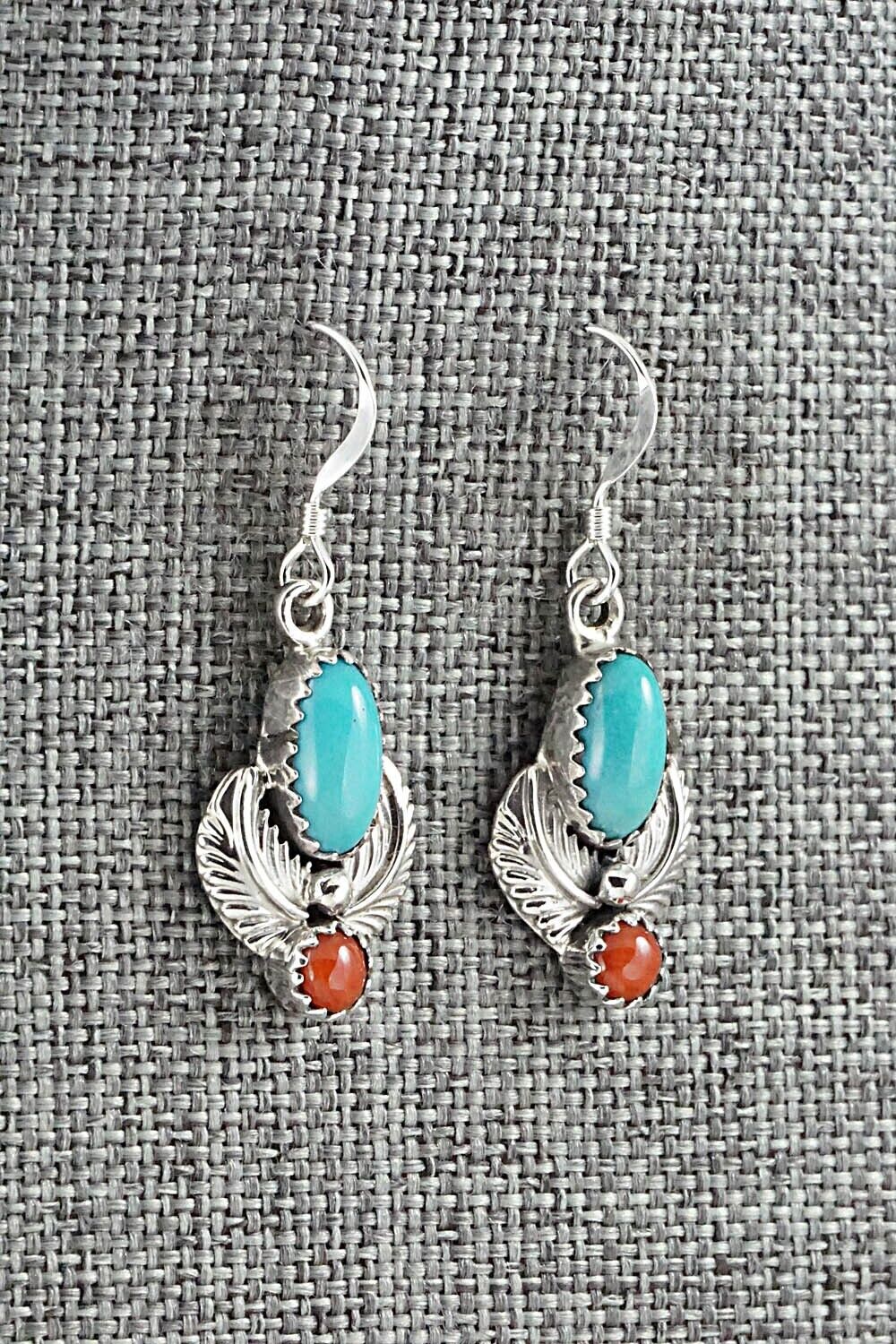 Turquoise, Coral & Sterling Silver Earrings - Emery Spencer