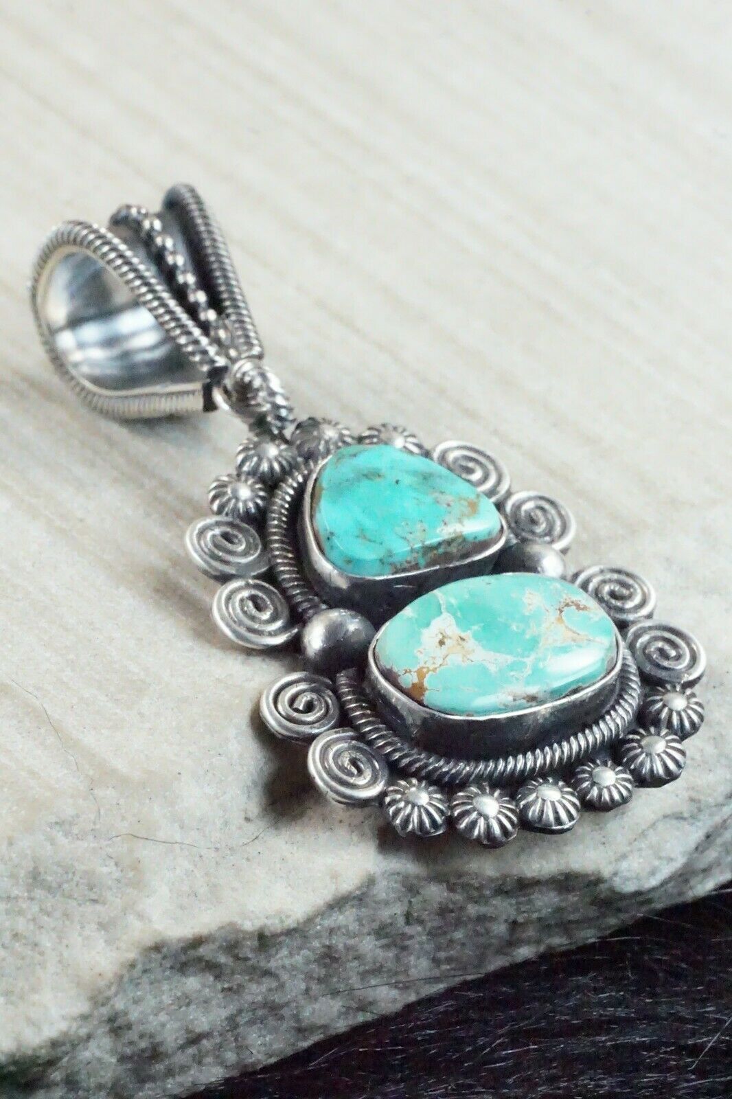 Turquoise & Sterling Silver Pendant - Jess Martinez
