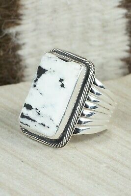 White Buffalo & Sterling Silver Ring - Akee Douglas - Size 12