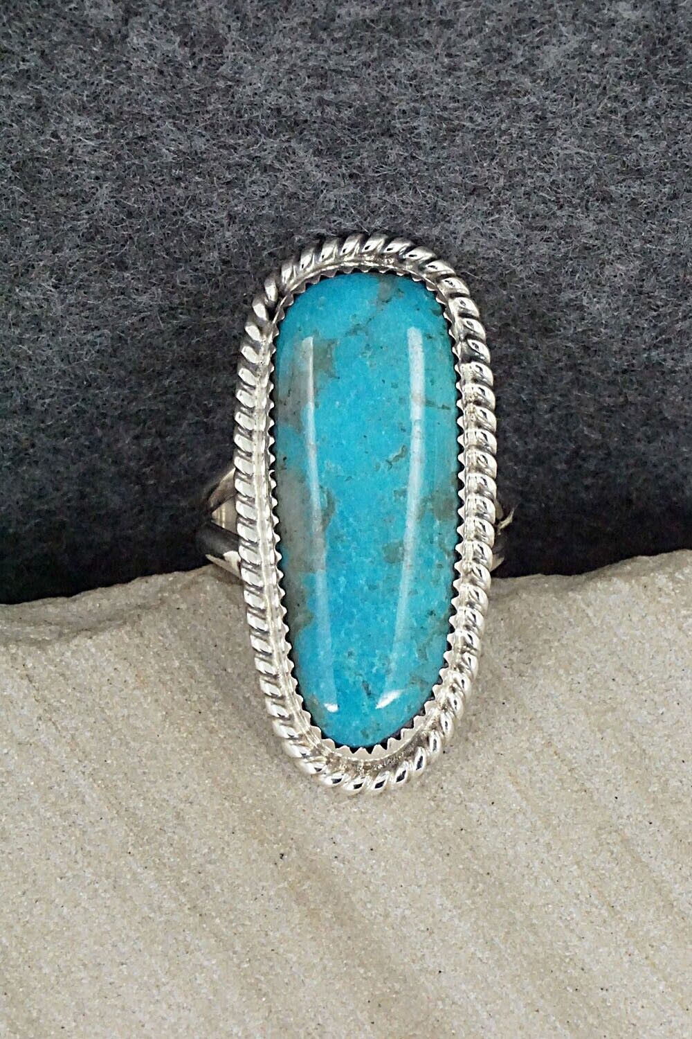 Turquoise & Sterling Silver Ring - Leslie Nez - Size 9.5
