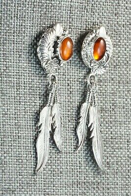 Amber & Sterling Silver Earrings - Annie Spencer