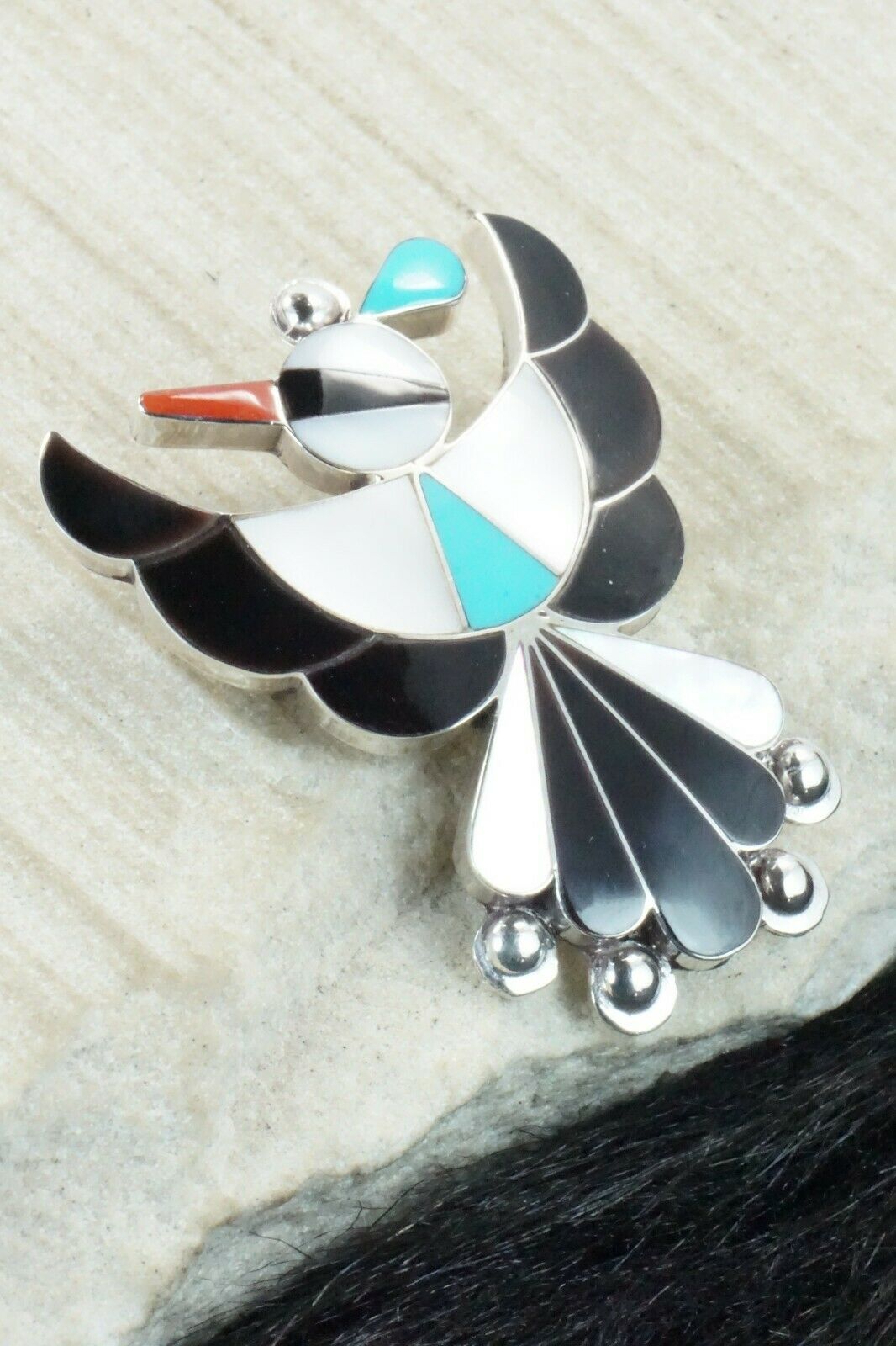 Multi Stone & Sterling Silver Inlay Pendant/ Pin - Leavus Ahiyite