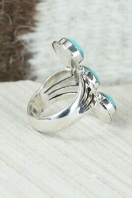 Turquoise & Sterling Silver Ring - Sheena Jack - Size 7.75