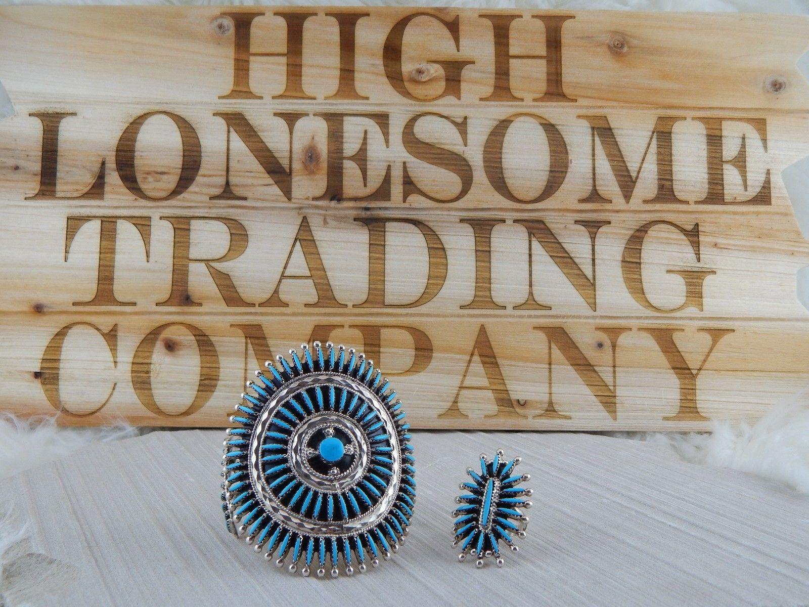 Zuni Sterling Silver & Turquoise Bracelet & Ring - Gerald Etsate - High Lonesome Trading