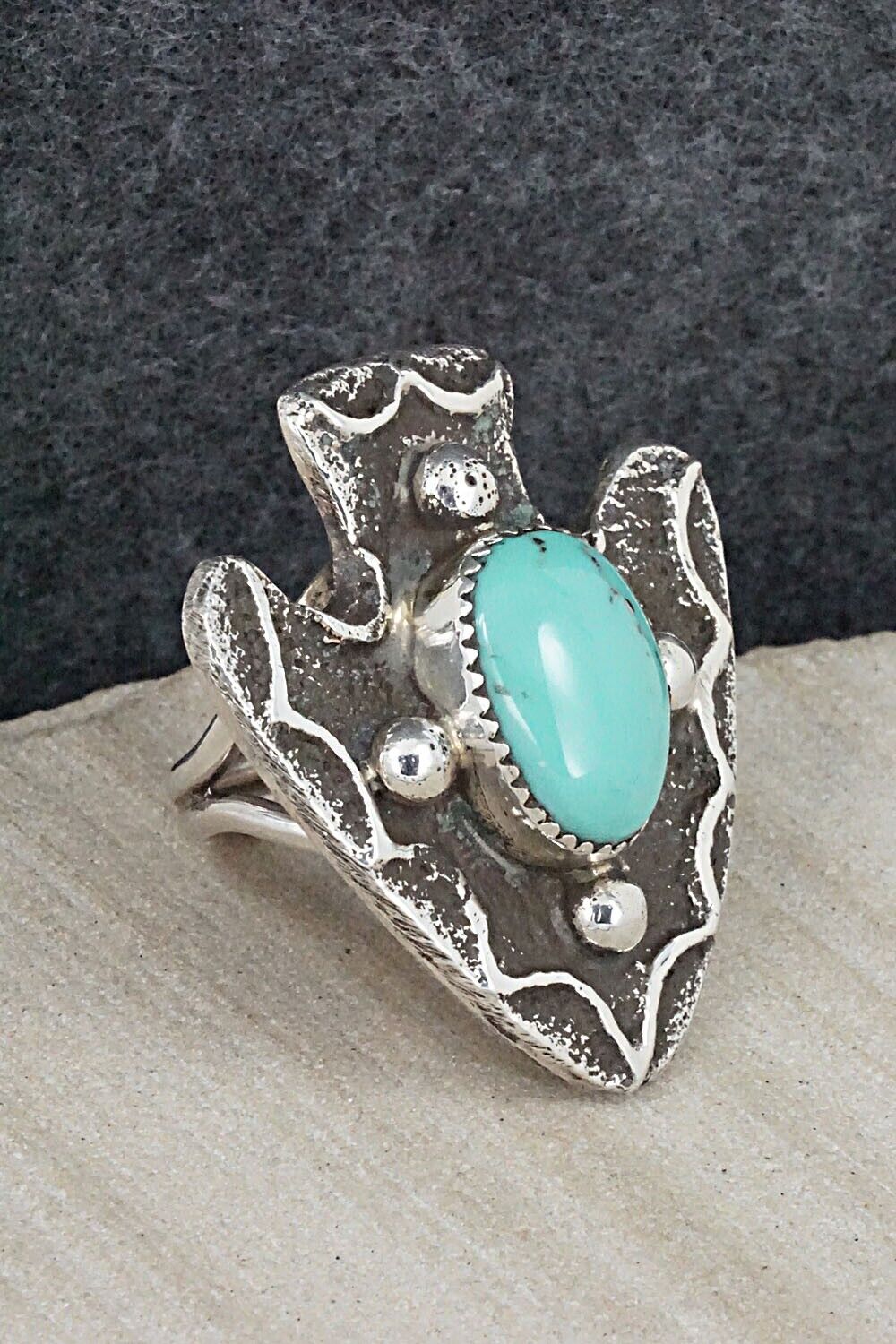 Turquoise & Sterling Silver Ring - Delbert Arviso - Size 8.25