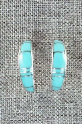 Turquoise & Sterling Silver Earrings - Philbert Chavez