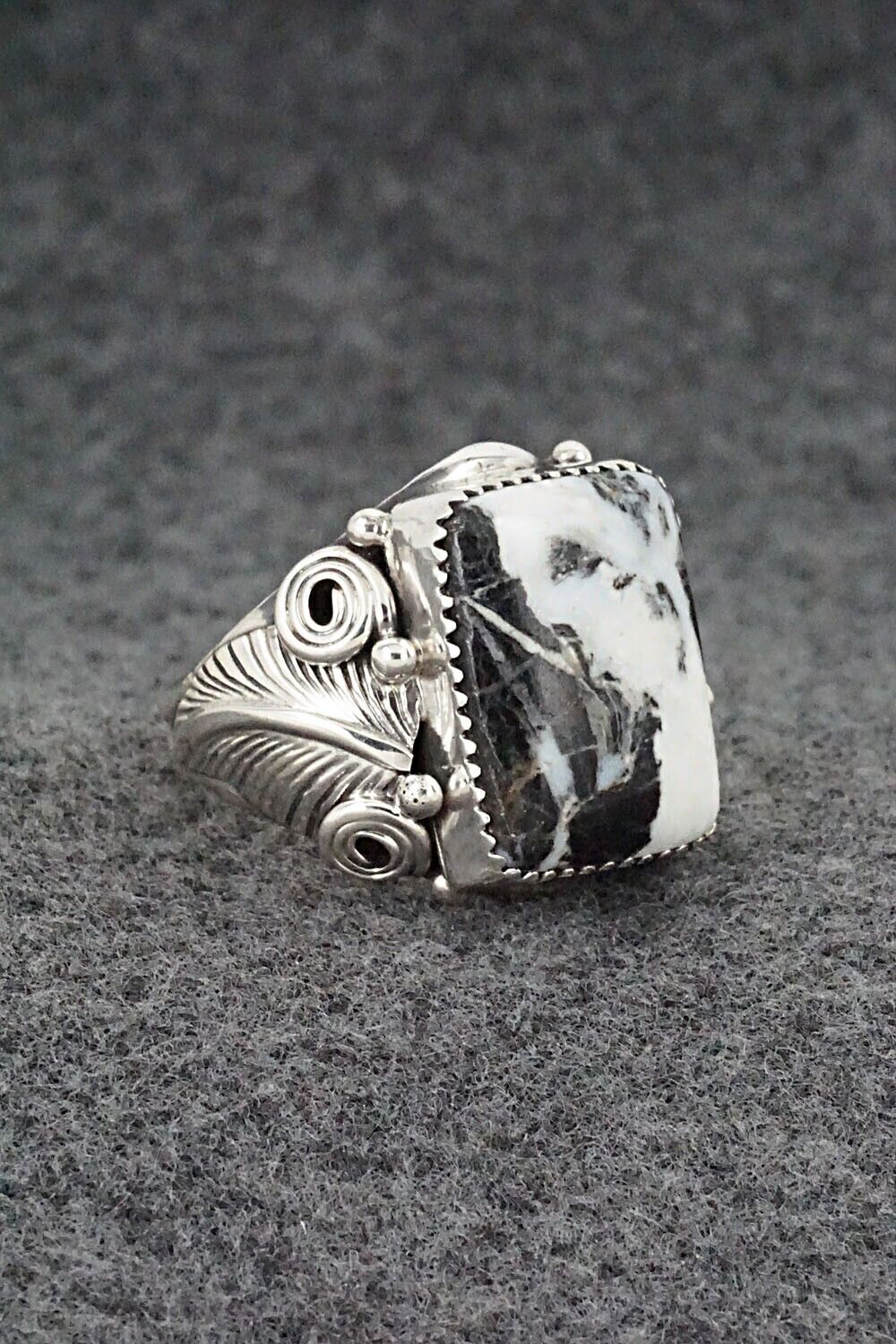 White Buffalo & Sterling Silver Ring - Darrell Morgan - Size 11
