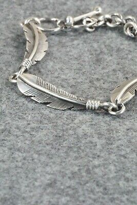 Sterling Silver Feather Link Bracelet - Joe Mace