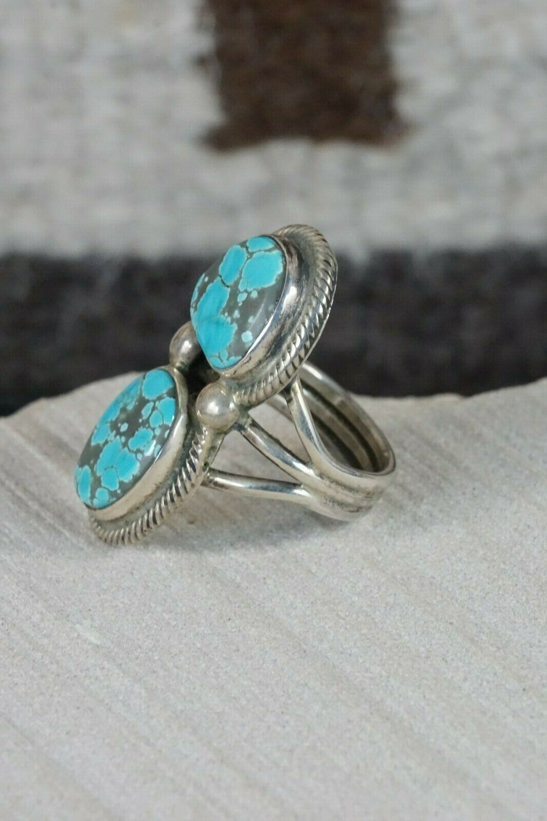 Navajo Turquoise and Sterling Silver Ring - Rick Martinez - Size 9 - High Lonesome Trading