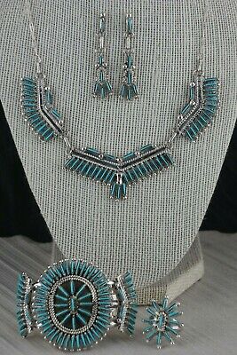 Zuni Turquoise & Sterling Silver Necklace Set - Johnny Bellson - High Lonesome Trading