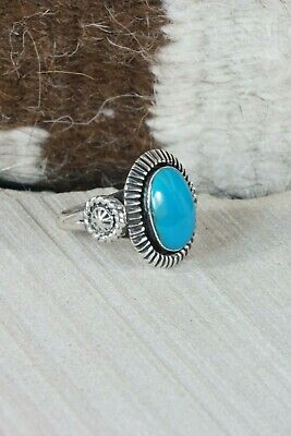Navajo Turquoise & Sterling Silver Ring - Bobby Platero - Size 8.5 - High Lonesome Trading