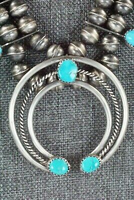 Turquoise & Sterling Silver Squash Blossom and Earrings - Leon Kirlie