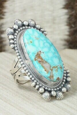Turquoise & Sterling Silver Ring - Tom Lewis - Size 9