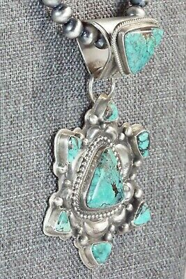 Turquoise and Sterling Silver Pendant & Necklace - Tom Lewis