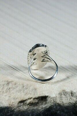 Navajo Turquoise and Sterling Silver Ring - Andrew Vandever - Size 8.5 - High Lonesome Trading