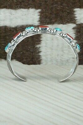 Turquoise, Coral & Sterling Silver Bracelet - Grace Silver