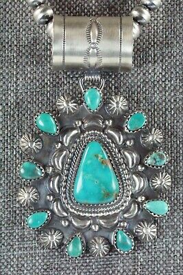 Turquoise and Sterling Silver Pendant & Necklace - Tom Lewis - High Lonesome Trading