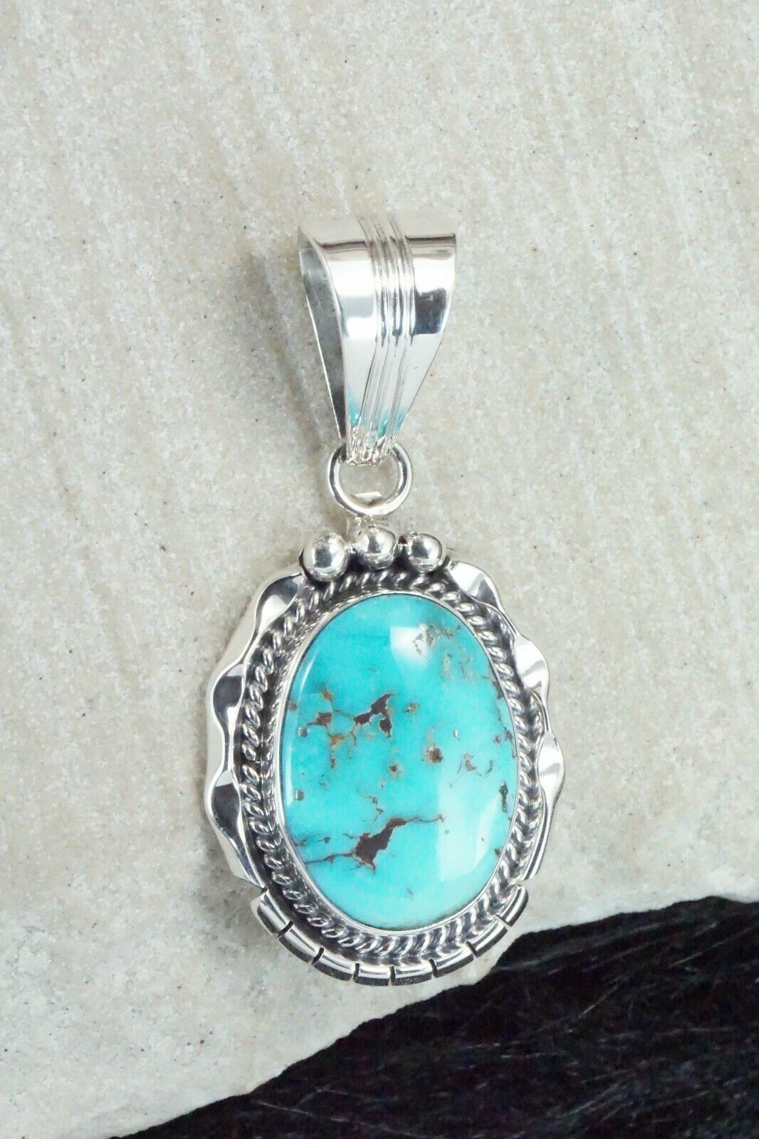 Turquoise & Sterling Silver Pendant - Samuel Yellowhair