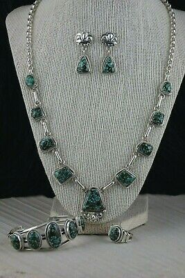 Navajo Turquoise & Sterling Silver Necklace Set - Raymond Delgarito - High Lonesome Trading