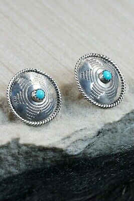 Navajo Turquoise & Sterling Silver Earrings - Judy Largo