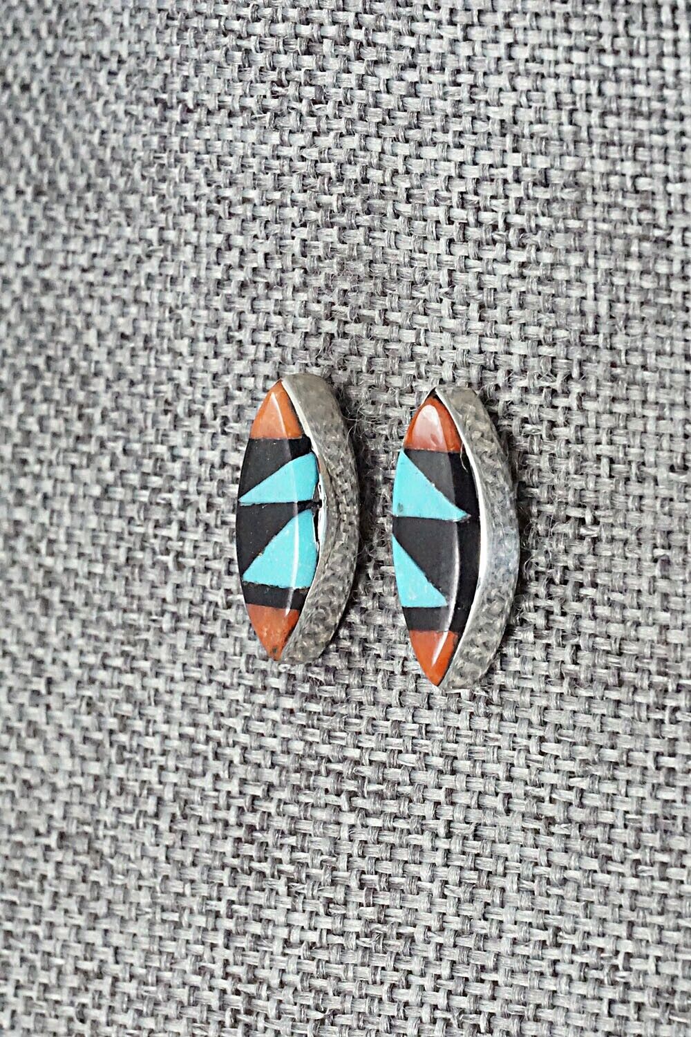 Multi Stone Inlay & Sterling Silver Earrings - Monica Johnson
