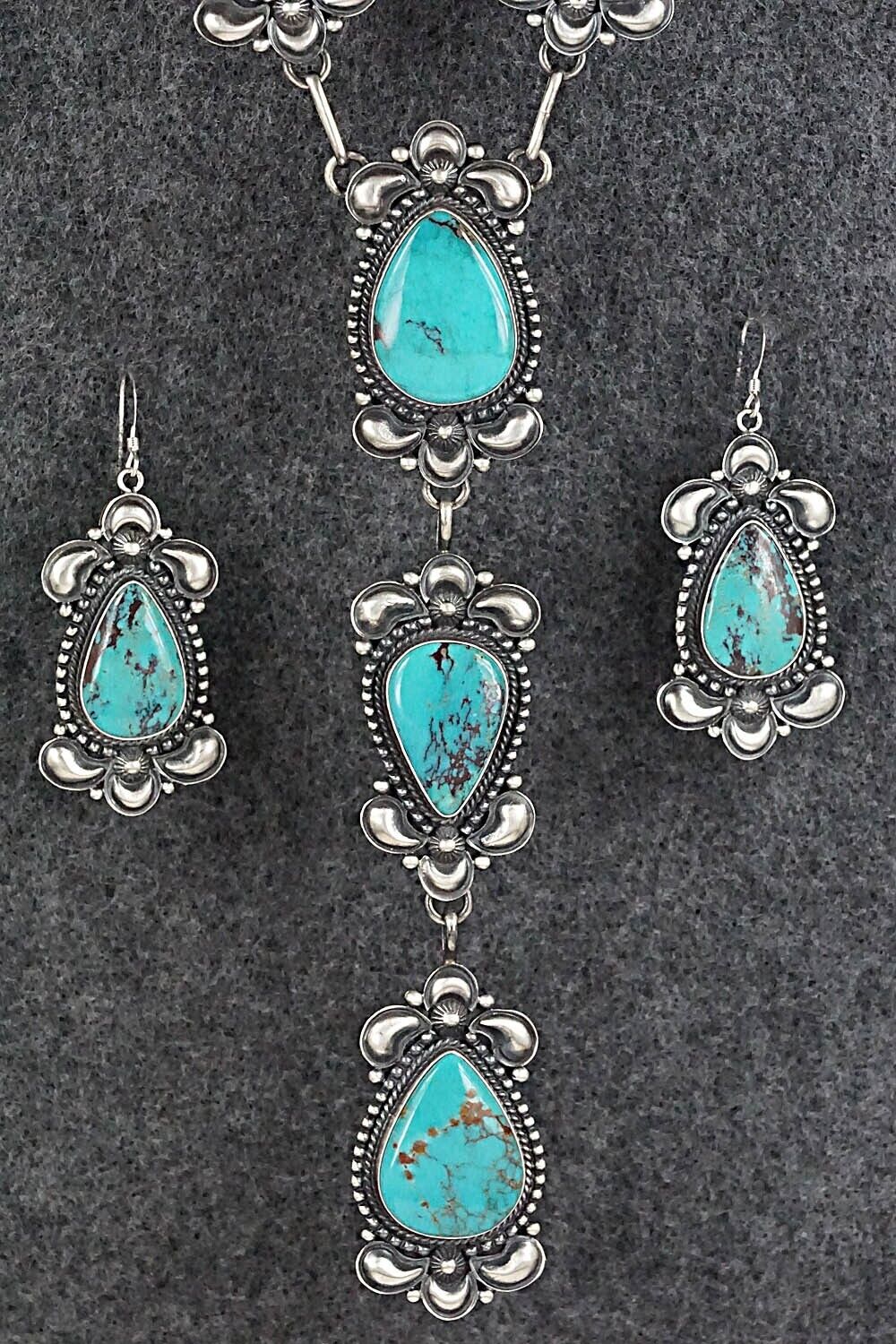 Turquoise & Sterling Silver Necklace and Earrings Set - Derrick Gordon