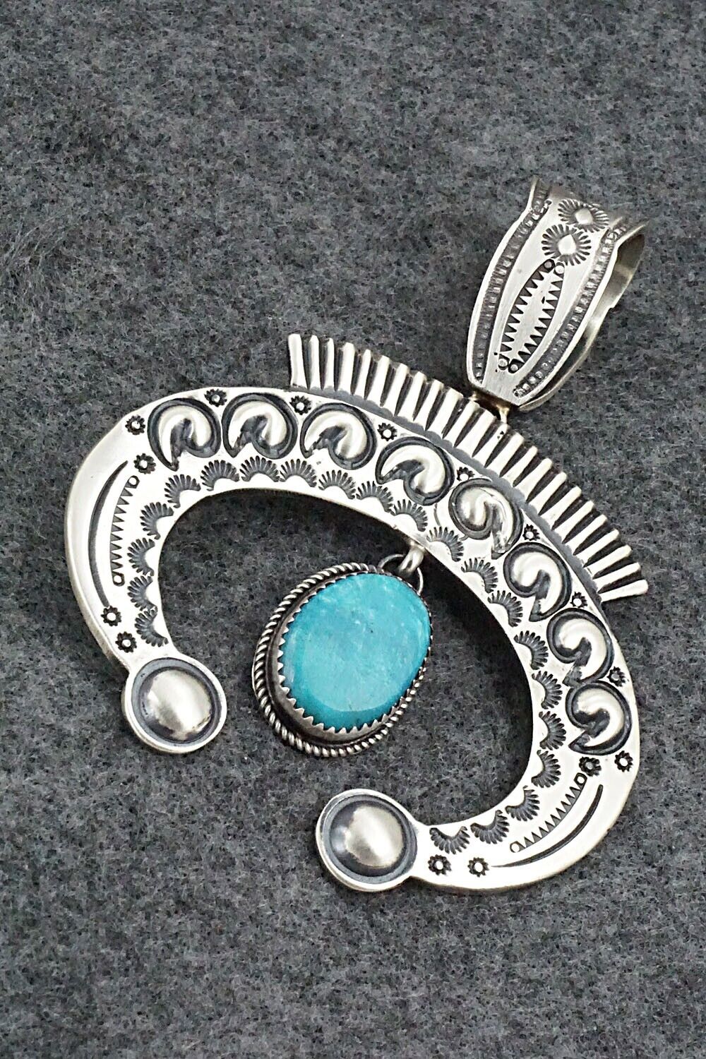 Turquoise and Sterling Silver Pendant - Martha Cayatineto