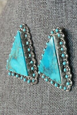Zuni Turquoise & Sterling Silver Earrings - Jesse Johnson - High Lonesome Trading