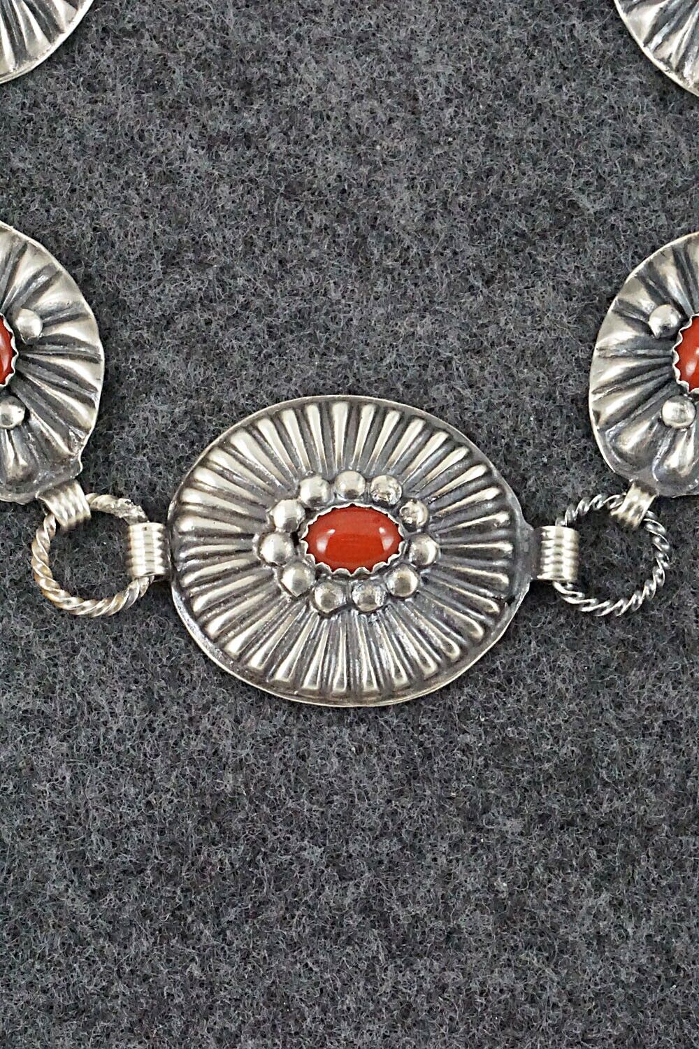 Coral and Sterling Silver Bracelet - Andrew Gordon