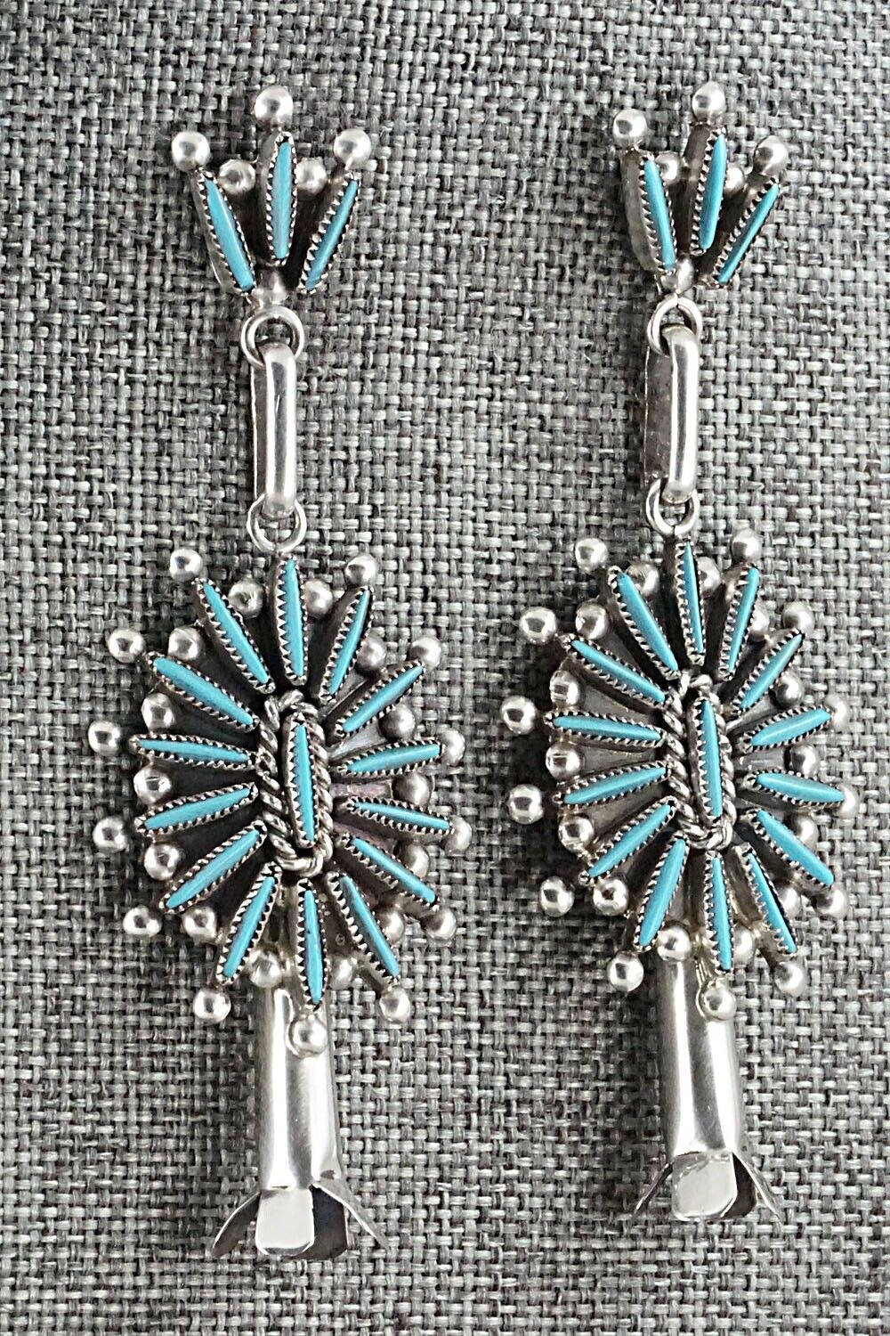 Turquoise & Sterling Silver Earrings - Lance & Cordelia Waatsa