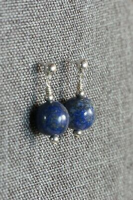 Navajo Lapis and Sterling Silver Earrings - Native American - High Lonesome Trading