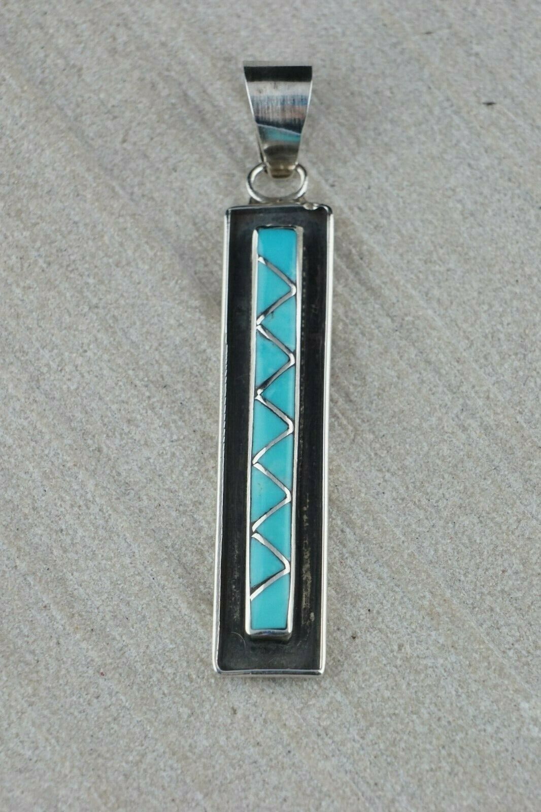 Zuni Turquoise & Sterling Silver Pendant - Laurie Kallestewa - High Lonesome Trading