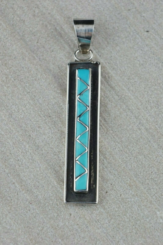Zuni Turquoise & Sterling Silver Pendant - Laurie Kallestewa - High Lonesome Trading