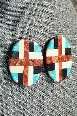 Multi Stone Inlay & Sterling Silver Earrings - Chaslyn Crespin