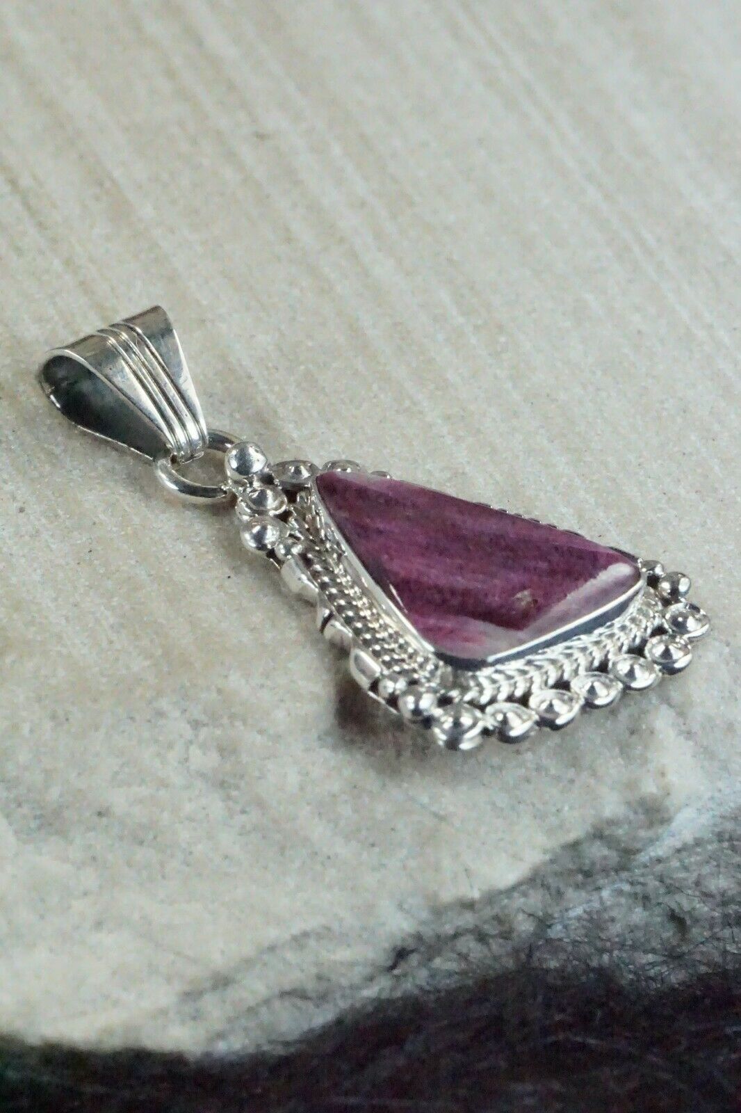 Spiny Oyster and Sterling Silver Pendant - Native American