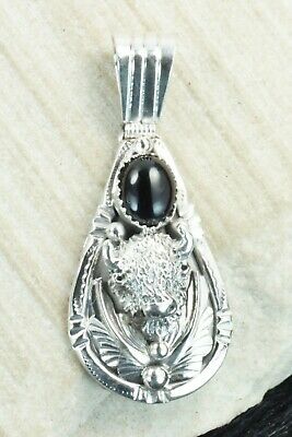 Onyx & Sterling Silver Pendant - Henry Attakai