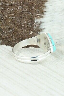 Turquoise & Sterling Silver Inlay Ring - Constance Epaloose - Size 12