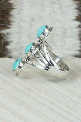 Turquoise & Sterling Silver Ring - Sheena Jack - Size 7.75
