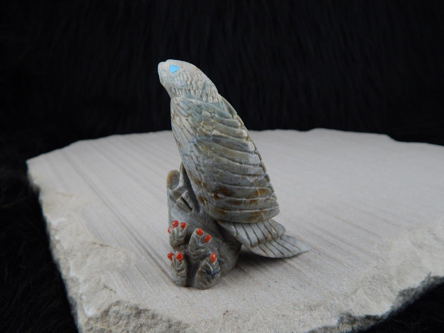 Eagle Zuni Fetish Carving - Ben Kaamasee - High Lonesome Trading