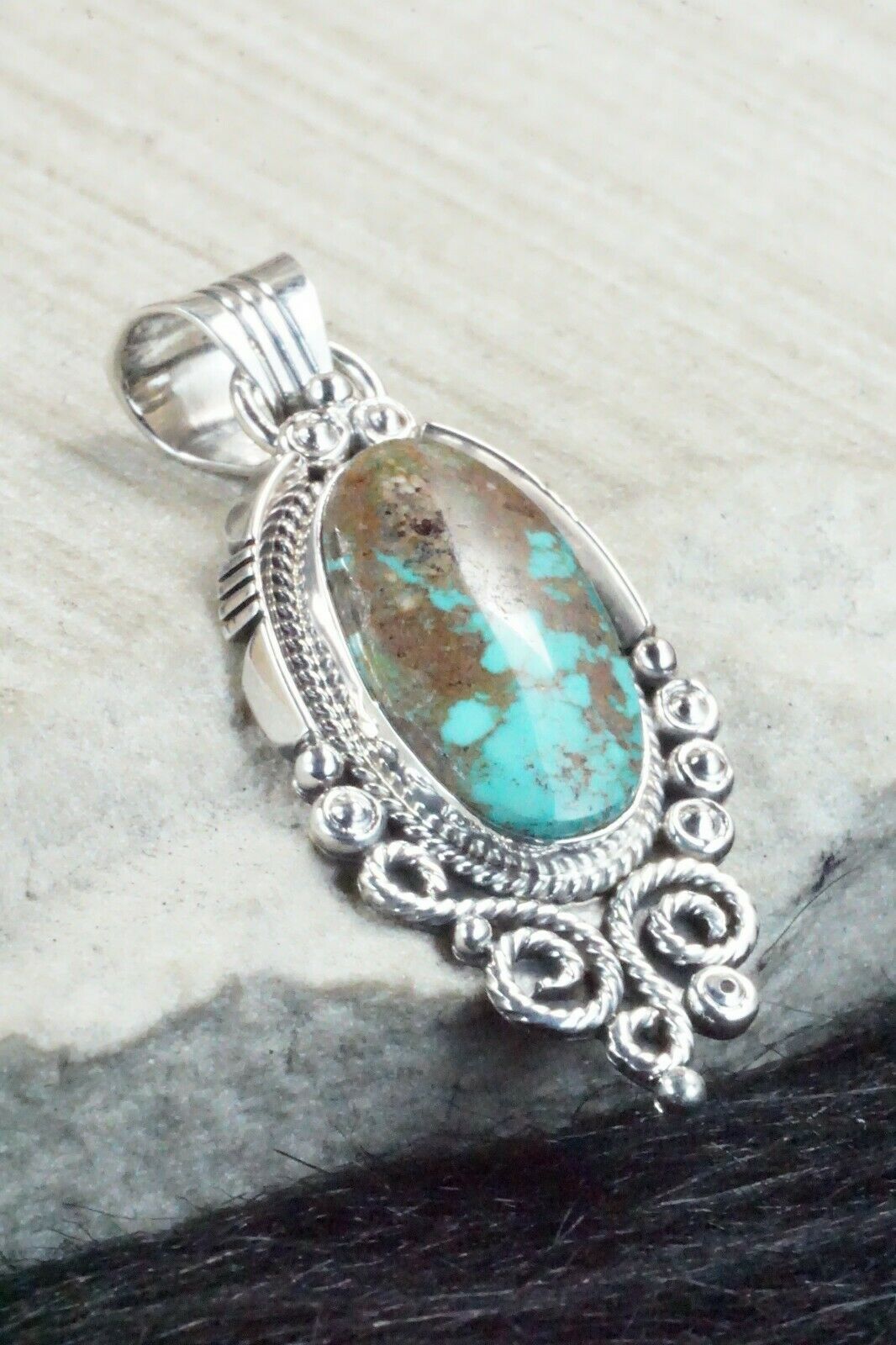 Turquoise and Sterling Silver Pendant - Daniel Benally